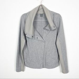Eddie Bauer Grey Asymmetrical Knit Jacket Large‎